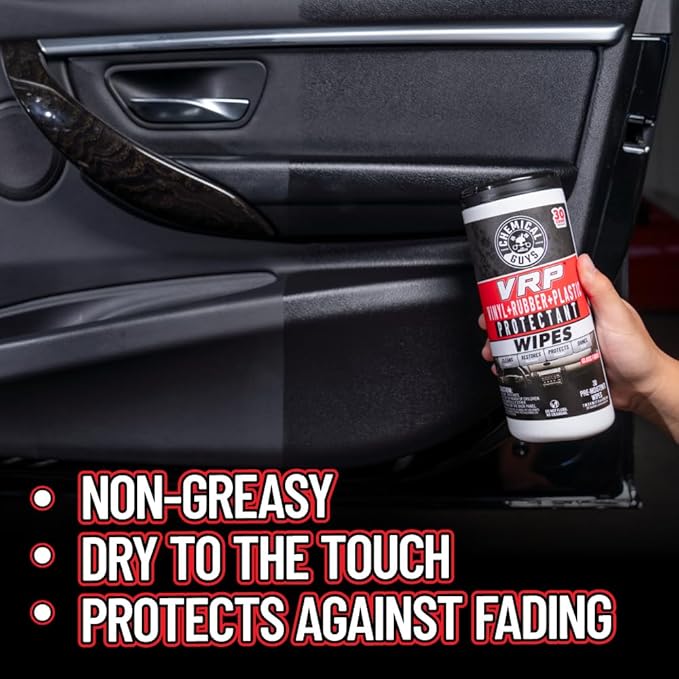 Chemical Guys, VRP & Total Interior Cleaner Canister Wipes, Multi, 60 Count | Pre-moistened wipes clean and dress dashboards, vinyl, plastic and trim on the go, sixty per canister