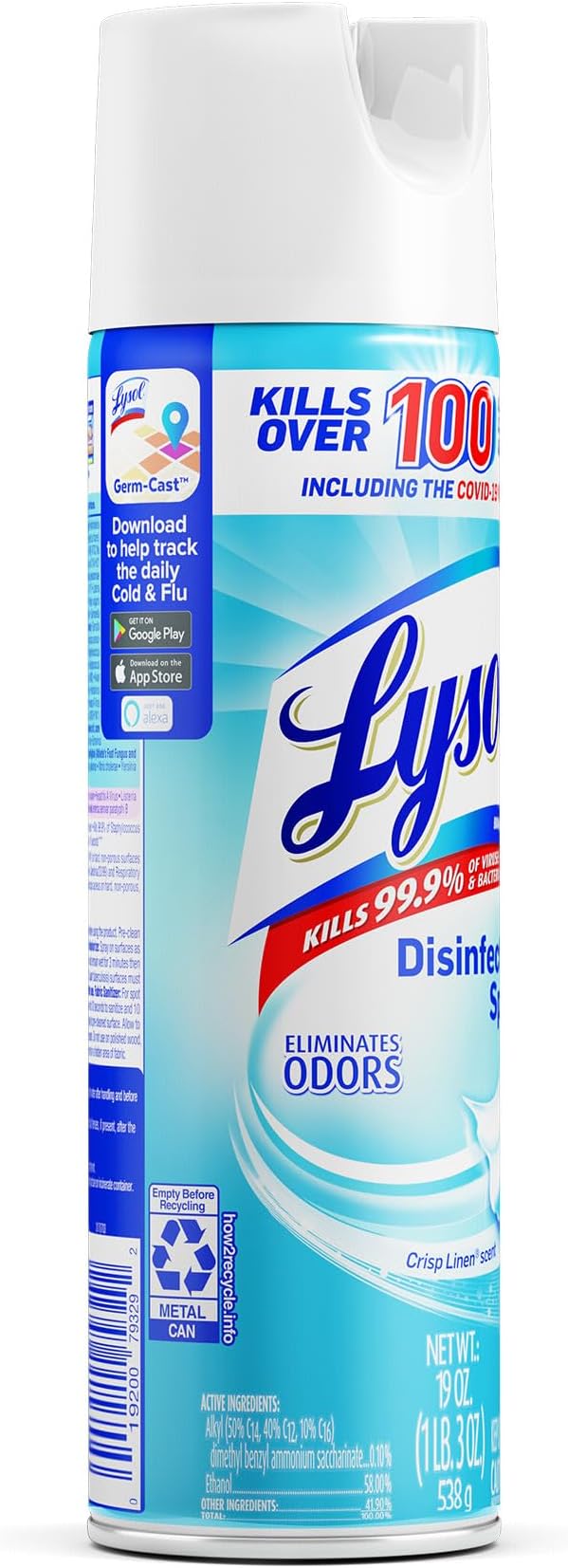 Lysol Disinfectant Spray, Crisp Linen, 57 Oz, Pack of 3