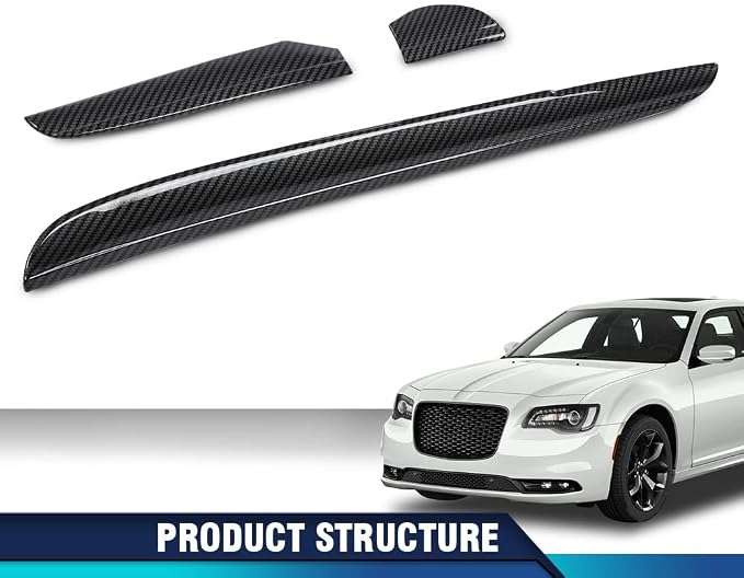 PIT66 Central Control Dashboard Cover Trim Bezel Fit Chrysler 300 2011-2023 | Black Carbon Fiber Polished