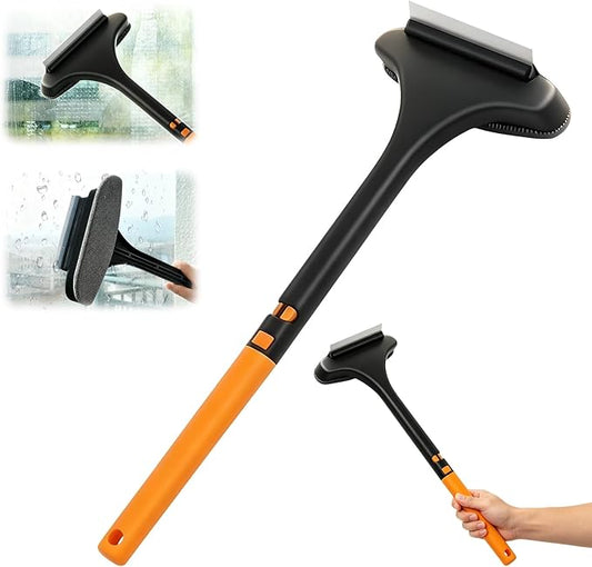 Window Screen Cleaning Brush,2-in-1 Multi-Purpose Cleaning Brush Efficient Cleaning,Window Screen Cleaner Tool with Squeegee,Mesh Cleaner Brush for Patio,Door,Porch Screens(Yellow Green)