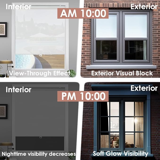 Cordless Roller Shades for Windows,Light Filtering Pull Down Blinds,Solar Screen Door Blinds,Flame Retardant UV Protection Fabric for Home Office (44" W x 72" H,Solar Black)