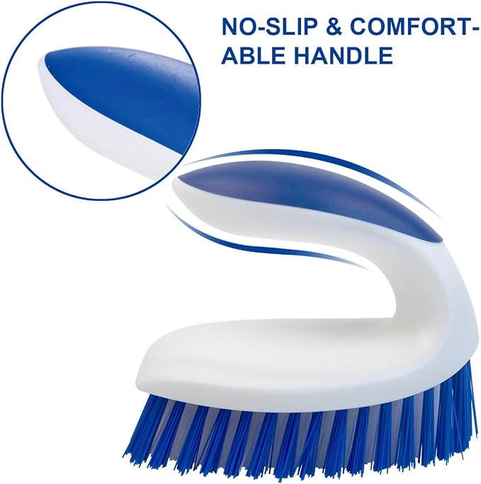 CELOX Stiff Bristle Brush for Cleaning, Hard Bristle Brush for Carpet Cleaning, Blue