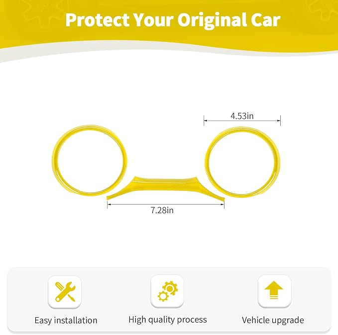 RT-TCZ for Jeep JL Dashboard Instrument Panel Gauges Trim Ring Cover for Jeep Wrangler JL JLU Gladiator JT 2018-2023 Yellow Interior Accessories 3pcs