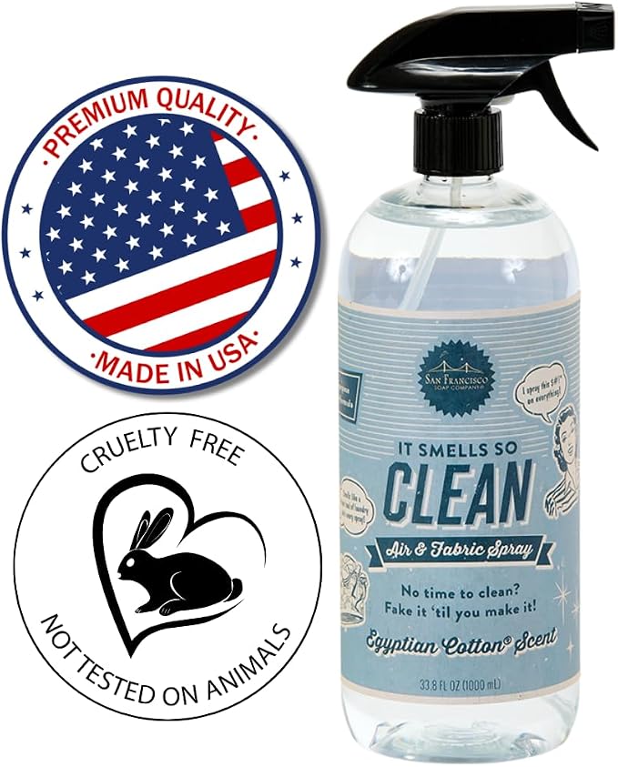 San Francisco Soap Company Smells So Clean Linen Spray | Egyptian Cotton | 33.8 Fl Oz | Fresh Spray | Multi-Purpose And Dye Free