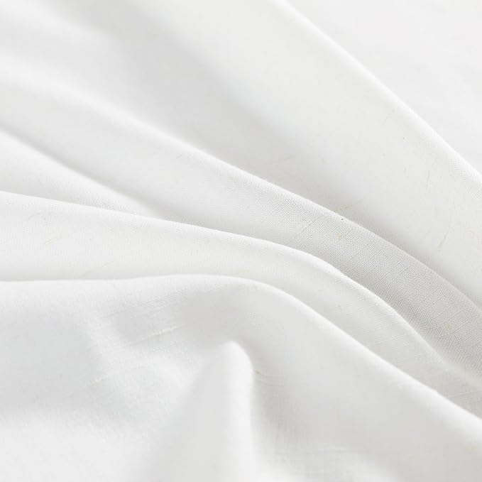 jinchan Modern Linen Rod Pocket Tier Curtains, 26x36, 2 Panels, White | Light filtering, cafe curtains, machine washable, farmhouse, kitchen, bathrooms, laundry, small window, over sink
