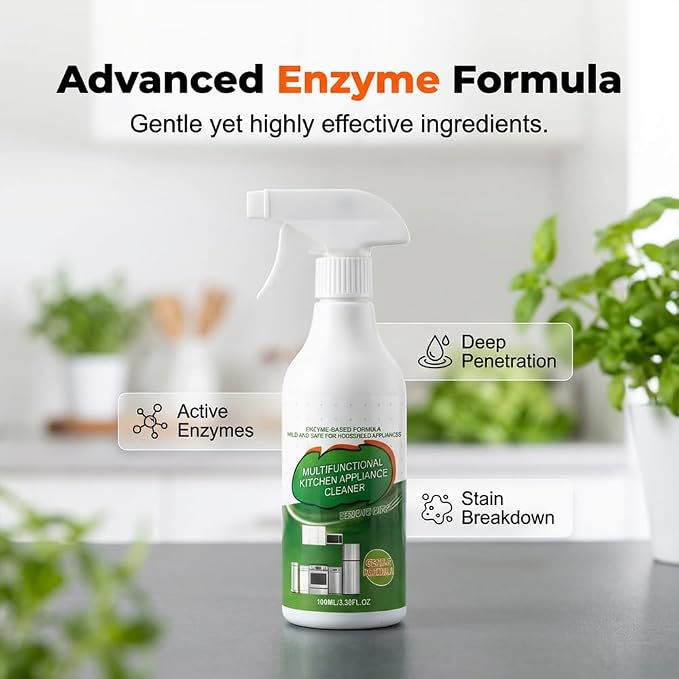 Multi-Purpose Enzyme Cleaner for Kitchen, 2026 Foam Cleaner Degreaser with Triple Enzyme Formula, PH Neutral Kitchen Appliance Cleaner for Stove Oven & Auto, Free Towel & Sponge (1set, 318ML)