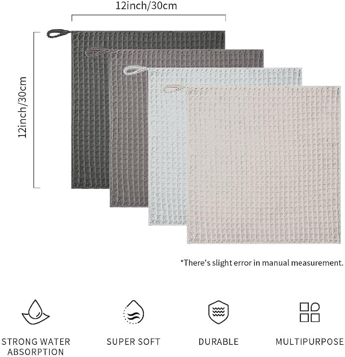 watchget Barista Microfiber Cloths 4 Pack (12"x12") | Professional Cleaning Towels for Espresso Machines, Steam Wands & Countertops Essential Coffee Bar Accessories