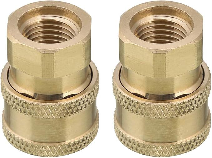Pressure Washer Coupler, 1/4 Inch, Quick Connect to Female NPT | Brass Fittings, 5000 PSI, 2 Pack