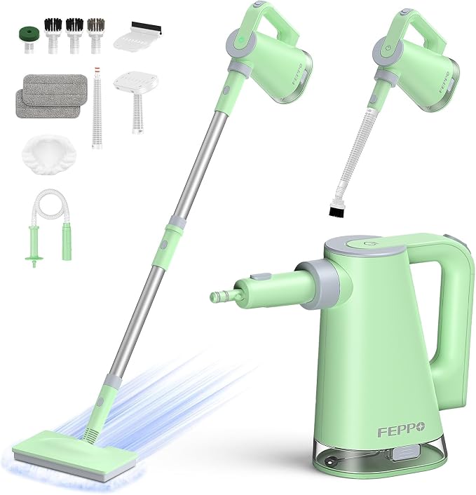 FEPPO Steam Mop & Detachable Handheld Steam Cleaner for Home and Floor Cleaning, 15s Heat-Up, 230°F Floor Steamer for Deep Cleaning with Multi-purpose Attachments Hardwood Floors, Tile,Grout,Furniture
