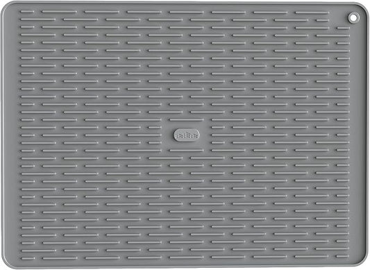 ME.FAN Silicone Dish Drying Mat for Kitchen Counter, Dish Drying Pad for Sink, Refrigerator or Drawer, Countertop Protection Pad XL - 23''×17'' - Grey