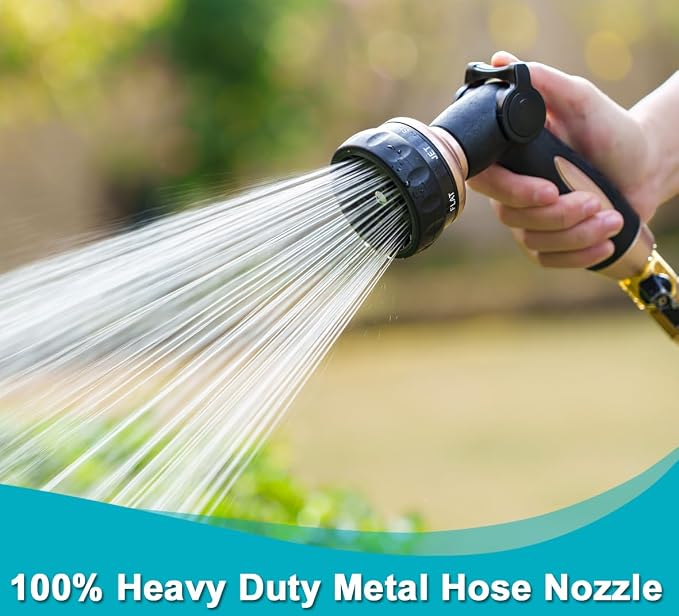 ESOW Garden Hose Nozzle 100% Heavy Duty, Metal Water Hose Nozzle with 7 Spray Patterns, Thumb Control All for Watering Plant & Lawn, Washing Car & Pet