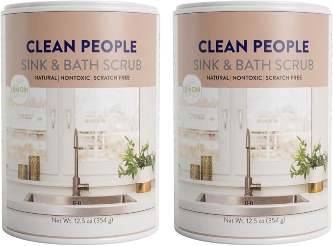 THE CLEAN PEOPLE Sink & Bath Scrub - Gently Scrub Away Tough Stains, Grease & Grime, Buffs Scratches & Eliminates Odors - 2 Pack, Citrus Scent