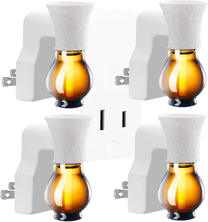 Blank Plug in Air Freshener Polarized Wall Plug Oil Diffuser for DIY Characteristic Home Scent from Natural Essential Oil, EO+Water, Fragrance Refill (White 4 Sets)
