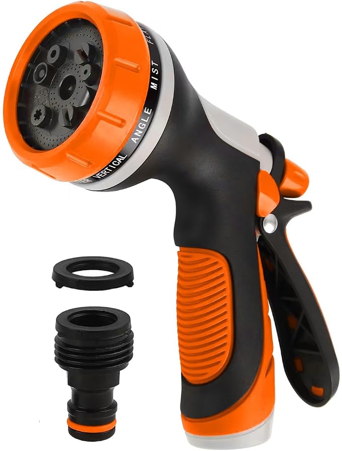 Garden Hose Nozzle with Adjustable 10 Watering Patterns Hose Spray Nozzle | Slip Resistant High Pressure Leak-Proof ,Water Hose Nozzle Sprayer for Plants & Lawns Watering,Car Washing and Pet Showering
