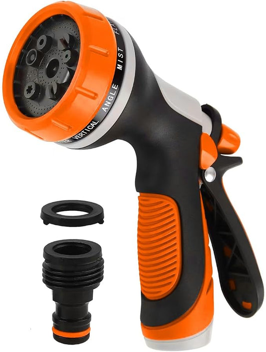 Garden Hose Nozzle with Adjustable 10 Watering Patterns Hose Spray Nozzle | Slip Resistant High Pressure Leak-Proof ,Water Hose Nozzle Sprayer for Plants & Lawns Watering,Car Washing and Pet Showering