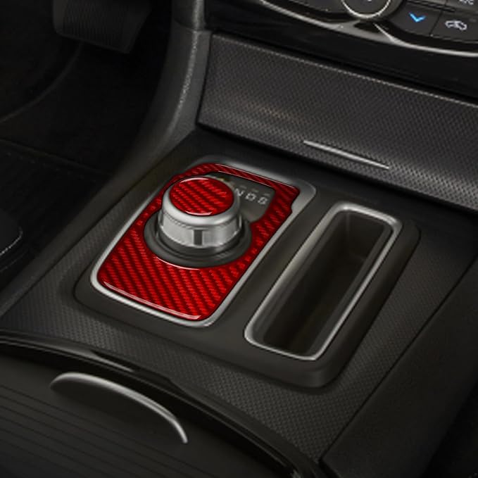Car Control Gear Shift Knob Sticker Fit for Chrysler 300 2011-2023 | for Chrysler 300 / 300C / 300S / Limited/Touring/Base 2011-2023|Red Real Carbon Fiber|Trim Decals Accessories|Thick Overlay