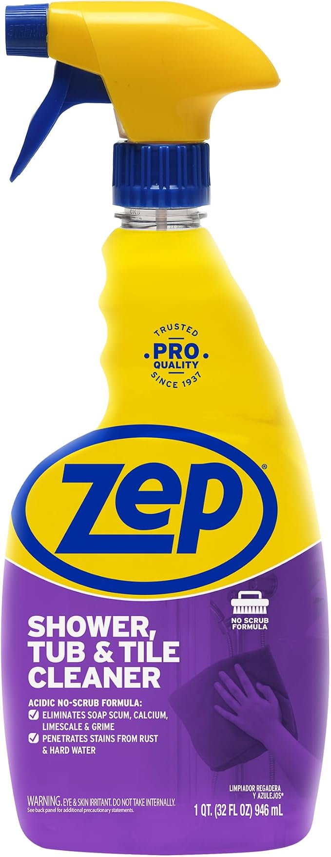 Zep Shower Tub and Tile Cleaner 32 oz ZUSTT32 (Case of 4) -Eliminates Hard Water Stains and limescale