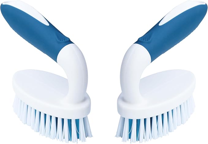 2 Pack Scrub Brushes with Stiff Bristles | Scrubbing Brush for Carpet, Shower, Bathtub, Kitchen, Pool Tile, Bathroom Scrubber