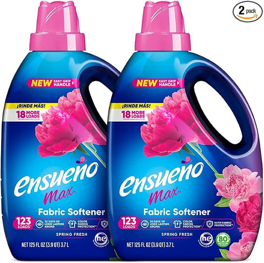 Ensueño Liquid Fabric Softener, Spring Fresh | 2 Pack | 125 fl oz | 123 Loads | Color-Safe