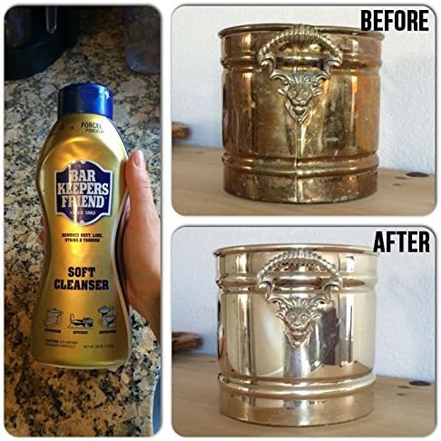 BAR KEEPERS FRIEND Soft Cleanser Liquid (13 OZ) and Non Scratch Scouring Scrubber Kit | Multipurpose, Stainless Steel, Rust, Soft Cleaner with Heavy Duty Non Scratch DishCloth