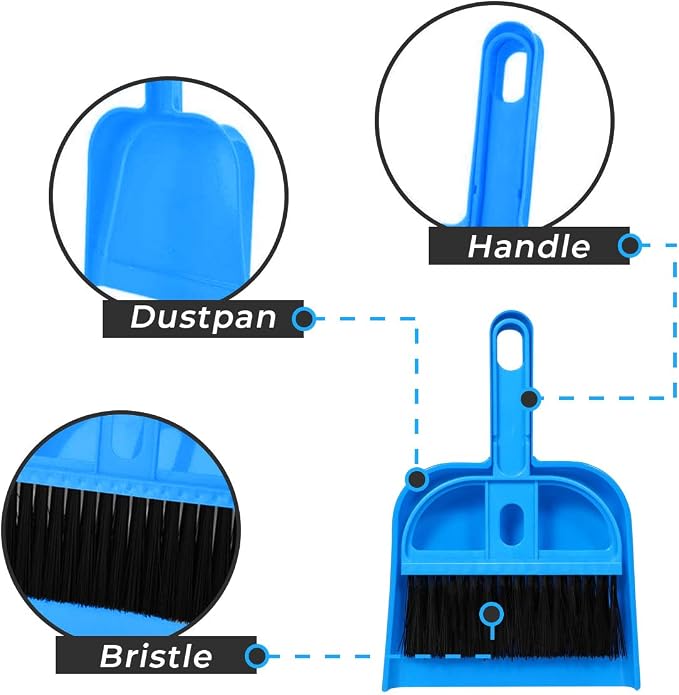 Mini Broom and Dustpan Set - Compact Cleaning Kit for Home, Car, Camping, Small Spaces, Pet Cleanup, and Travel - Durable Small Broom and Dustpan Set Mini - Green Broom