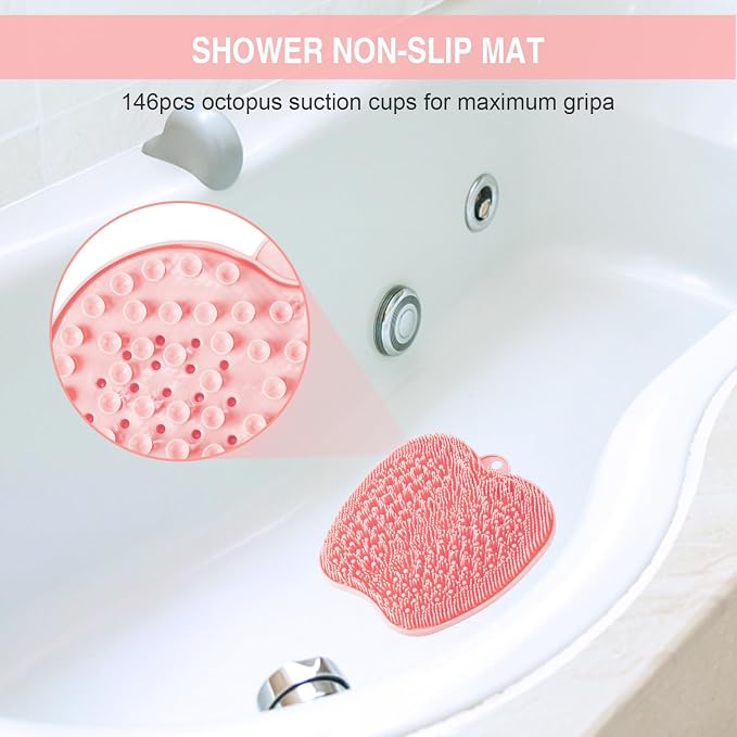 BESKAR XL Large Foot Scrubber Mat for Use in Shower - Shower Foot Cleaner to Eliminate Calluses Dead Skin, Foot Massager Mat for Men & Women to Soothe Achy Feet, Non Slip Suction Cups | Cleans, Smooths, Exfoliates, Massages Your Feet Without Bending, I...