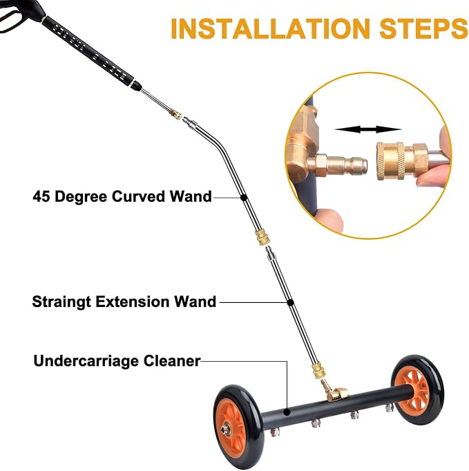 EVEAGE 2-in-1 Pressure Washer Undercarriage Cleaner and Water Broom, 16" Dual-Mode Surface Washer Attachment with 3 Extension Wands & Wash Mitt, 1500 to 4000 PSI for Car Wash, Driveway, Sidewalk