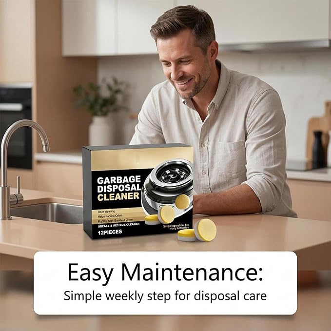 12-Pack Garbage Disposal Cleaner Tablets - Powerful Foaming Action to Clean Grinding Blades & Remove Odors, Septic Safe Sink Drain Refresher, Fresh Scent (1pcs)