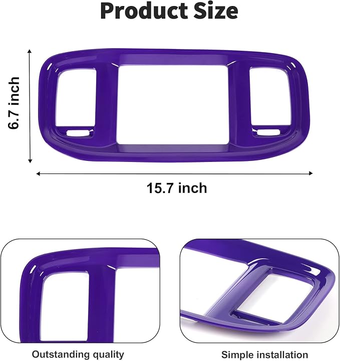 JWWY Charger Center Consoles Dash Board Trim Dashboard DVD Navigation Screen Frame Instrument Cover Trim for 2015-2024+Dodge Charger Interior Accessories Purple
