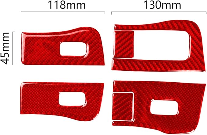 Red Real Carbon Fiber Trim for Tesla Accessories | for Model 3 2017-2022 / Model Y 2020-2024 Door Lifting Control Window Switch Panel Sticker Interior Thick Overlay Decal