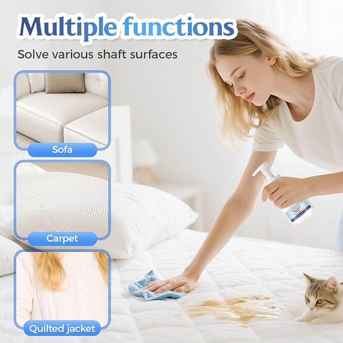 Mattress Cleaner and Stain Remover Spray, Powerful Mattress Stain Remover for Bed, Couch, Carpet & Upholstery, Gentle Yellow Stain Cleaner & Spot Treatment for Fabric (3)