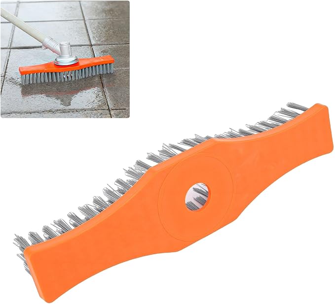 WALFRONT Deck Scrub Brush Outdoor Floor Scrub Brush Heavy Duty Anti Stick Nylon Material for Lawn Patio Driveway Tile Concrete Cleaning