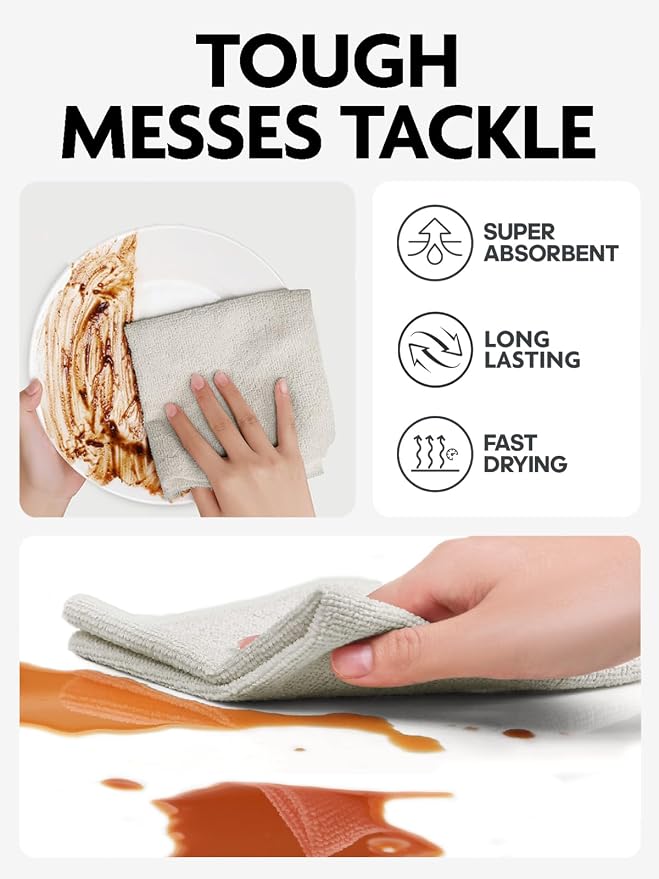 Fantasticlean Microfiber Cleaning Cloth Roll- 75 Sheets, 12"x12" (CoolGrey) | Super Absorbent, Lint-free, Tear-away Microfiber Towel Roll, for All-Purpose Cleaning, Reusable Alternative to Paper Towels