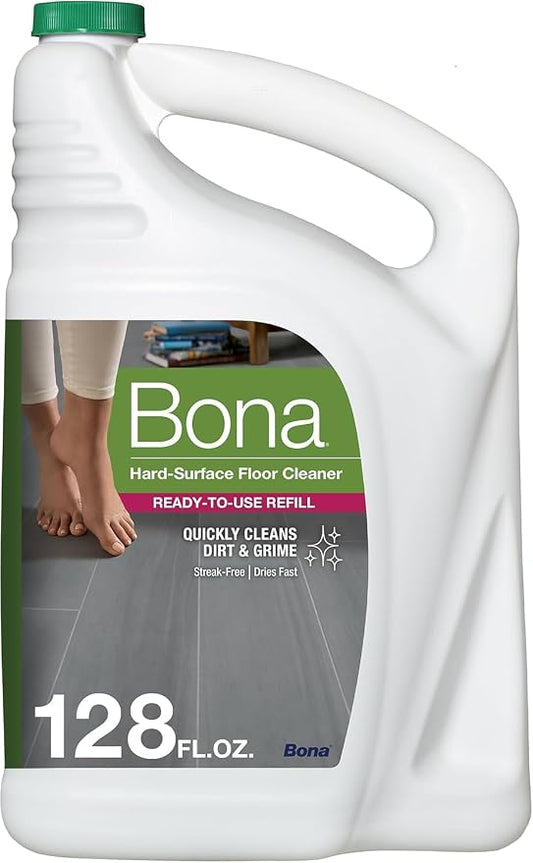 Bona Multi-Surface Floor Cleaner Refill - 128 fl oz - Unscented | Refill for Bona Spray Mops and Spray Bottles - Residue-Free Cleaning Solution for Stone, Tile, Laminate, and Vinyl Floors