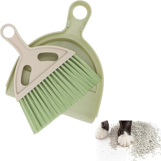 Mini Dustpan and Brush Set Portable Small Broom with Dust Pan Handheld Hangable Whisk Broom and Dust Pan for Home, Kitchen, Table, Office, Car 1 Pcs (Green)