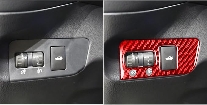 Compatible with Subaru BRZ 2016 2017 2018 2019 2020 Red Real Carbon Fiber Accessories Car Headlight Control Button Decals Accessories Trim Stickers Interior Type-B