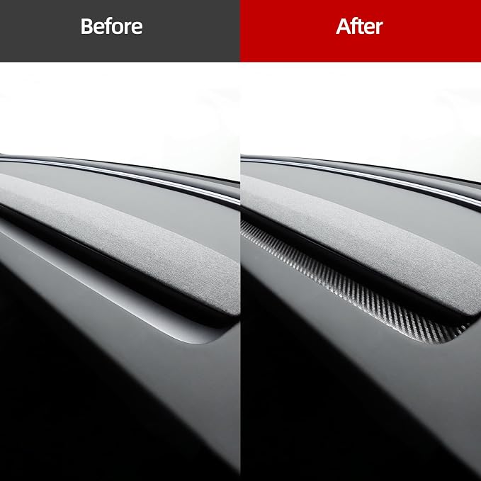 Betterhumz Car Dashboard Panel Trim for Tesla Model 3 M3 Highland 2026 2025 | Center Console Front Air Condition Vent Cover Sticker Moulding Tuning Accessories (Carbon Leather)