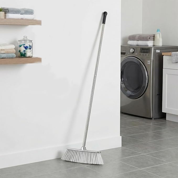 Indoor Soft Bristle Broom, 13-Inch Angle Head, Adjustable Handle