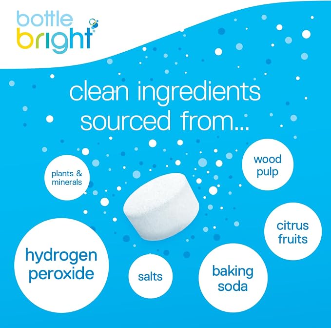 Bottle Bright Cleaning Tablets 12, 36, 78 Count – Water Bottle Cleaner for Stainless Steel, Tumblers, Thermos | Removes Coffee Tea Stains, Eliminates Odors, Easy and Safe Cleaning