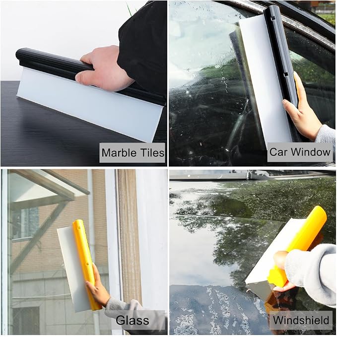 Car Squeegee,12 inch Silicone Squeegee, 2 Pack Automotive Water Wiper for Car Drying,Flexible T-Bar Water Blade for Car,Windshield,Glass,Window,Mirror,Bathroom,Auto Squeegee (Yellow+Black) | Flexible Auto T-Bar Water Blade for Windshield,Glass, Window,...