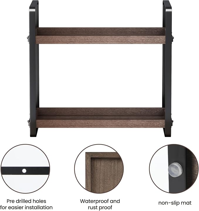 HNRLOY Bathroom Counter Organizer,Bathroom Countertop Organizer,Counter Shelf,Countertop Storage,Organization and Storage,Makeup Shelf,Sink Caddy(Brown 2 Tier)