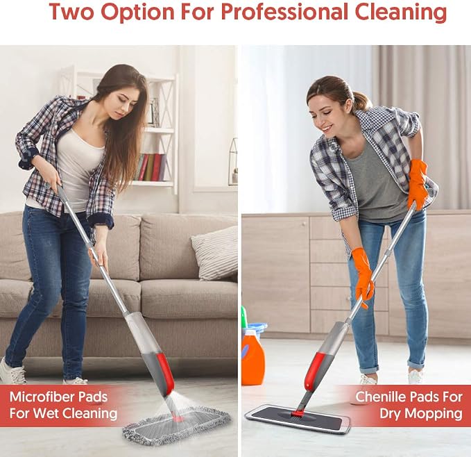 Spray Mops for Hardwood Floors Cleaning: MEXERRIS Falt Mop with 3 Microfiber Pads for Swiffer Powermop - Wet Dust Floor Mop with Sprayer Home Commercial Mops for Wood Laminate Wood Tile Vinyl