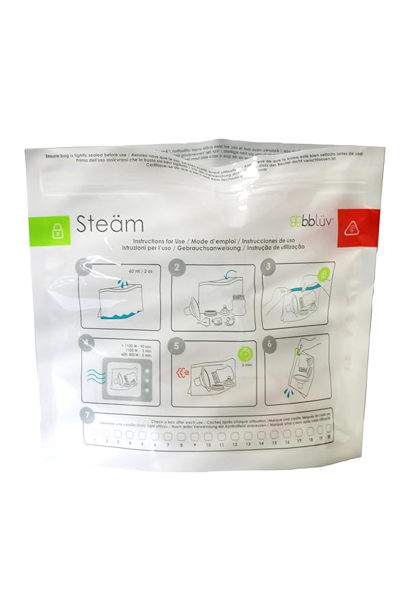 bblüv – Steäm - Microwave Baby Bottle Cleaner by Steam, 120 Uses Per Pack, Reusable, BPA-Free, Baby Bottle Cleaner, Quick and Easy
