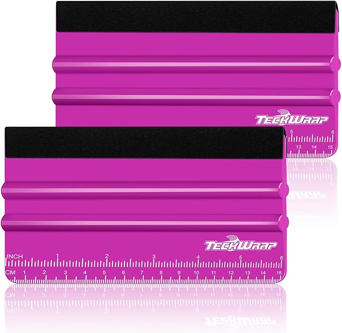 TECKWRAP Professional Felt Squeegee for Vinyl, Pitaya, 2 PCS, 6"x2.9" | For Vinyl Decals, Inkjet Vinyl Sticker Paper, Wallpaper, Scratch-Free Application