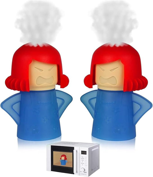 Microwave Oven Steam Cleaner 2 PCS Angry Mama Microwave Cleaner Add Vinegar and Water Steamer Cleaning Equipment for Home Kitchen or Office Easily Cleans the Crud in Minutes(Blue)