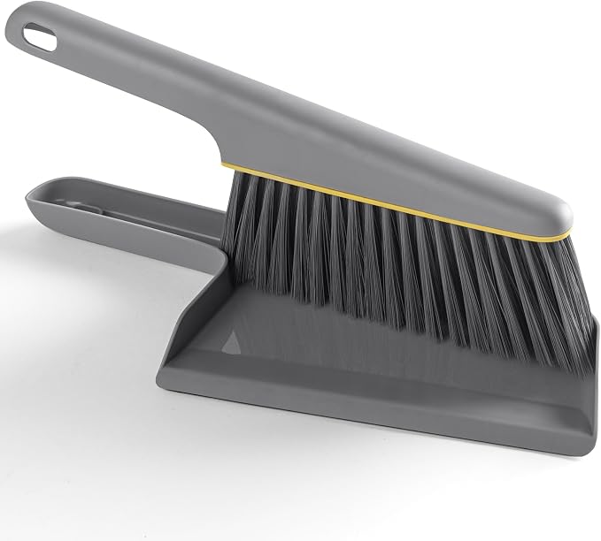 Lumkew Small Broom and Dustpan Set, Hand Mini Dust-Pan and Brush,1 Pcs Gray | Handheld, Portable, Compact