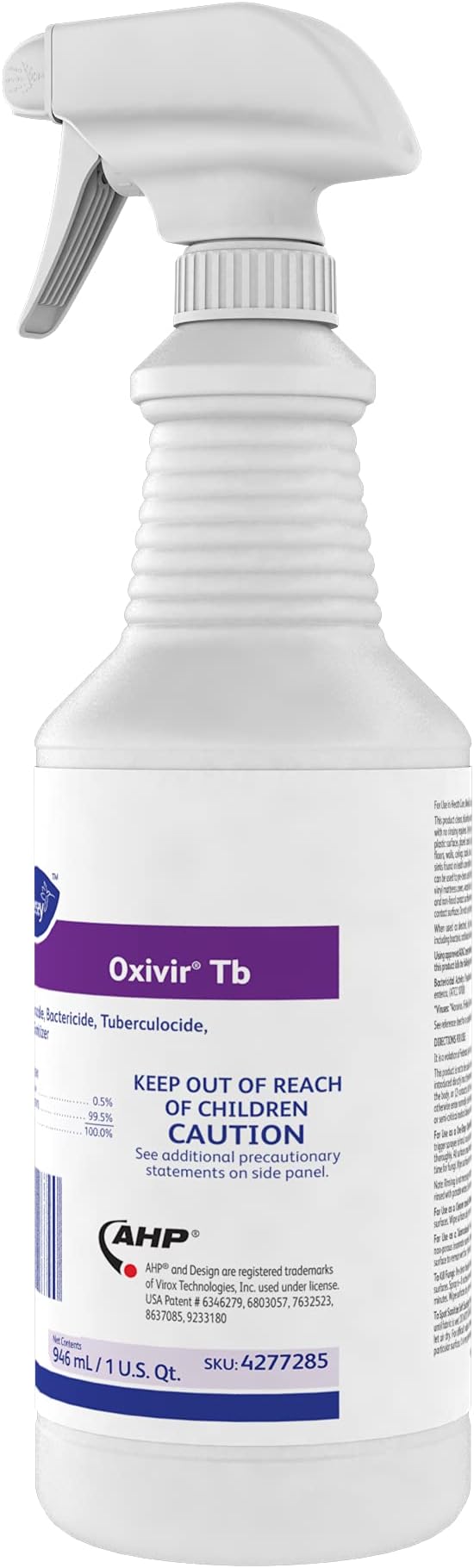 Diversey - Oxivir Tb Ready-To-Use Disinfectant Cleaner (4277285) - 32 Oz (Pack of 4 Bottles + 4 Spray Triggers)