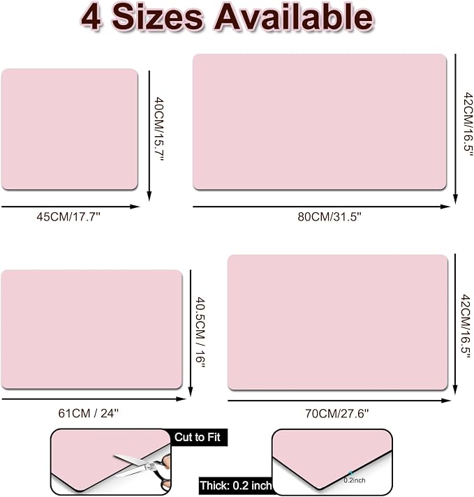 Dish Drying Mat for Kitchen, 16'' x 24'' Coffee Bar Mat for Countertops, Coffee Station Pad Mats with Non-slip Rubber Backed, Absorbent Dish Dying Mat for Kitchen Counter, Pink