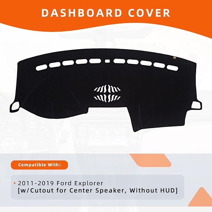 Dashboard Cover Dash Mat Fit for Fo-rd Explorer 2019-2011 (Without HUD Models),Car Dash Board Mat Anti-Glare Carpet,Non-Slip Pad Sunshield Protector (Black)