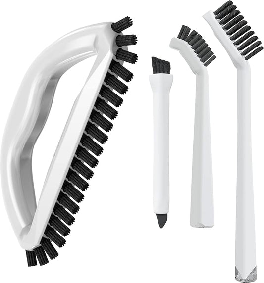 Grout Cleaning Brush Set (4 Pcs) Heavy Duty Hand Grout Scrub Brush & Detail Cleaning Brush Set for Baseboards,Floor, Corners, Shower, Bath Tub & Tiles